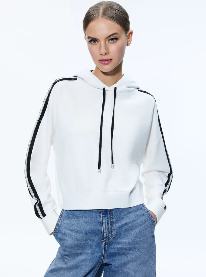 KATERINE EMBELLISHED CROPPED HOODIE